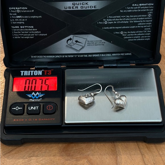 Vintage Sterling Silver 925 Puffy Heart Drop Dangle Earrings Etched Decor - Picture 4 of 5